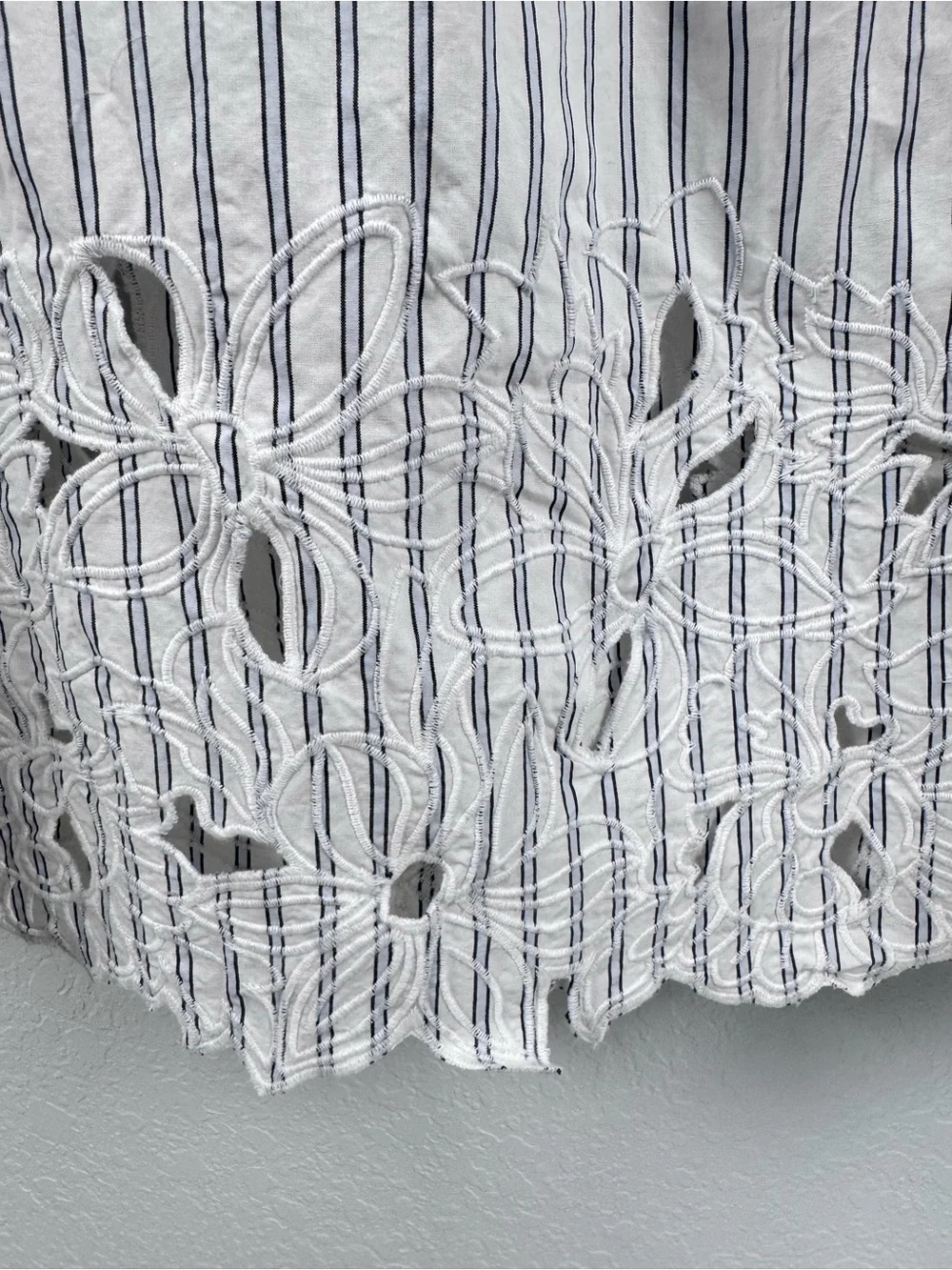 J.Crew Embroidered Pull-On Midi Skirt Striped White CS867